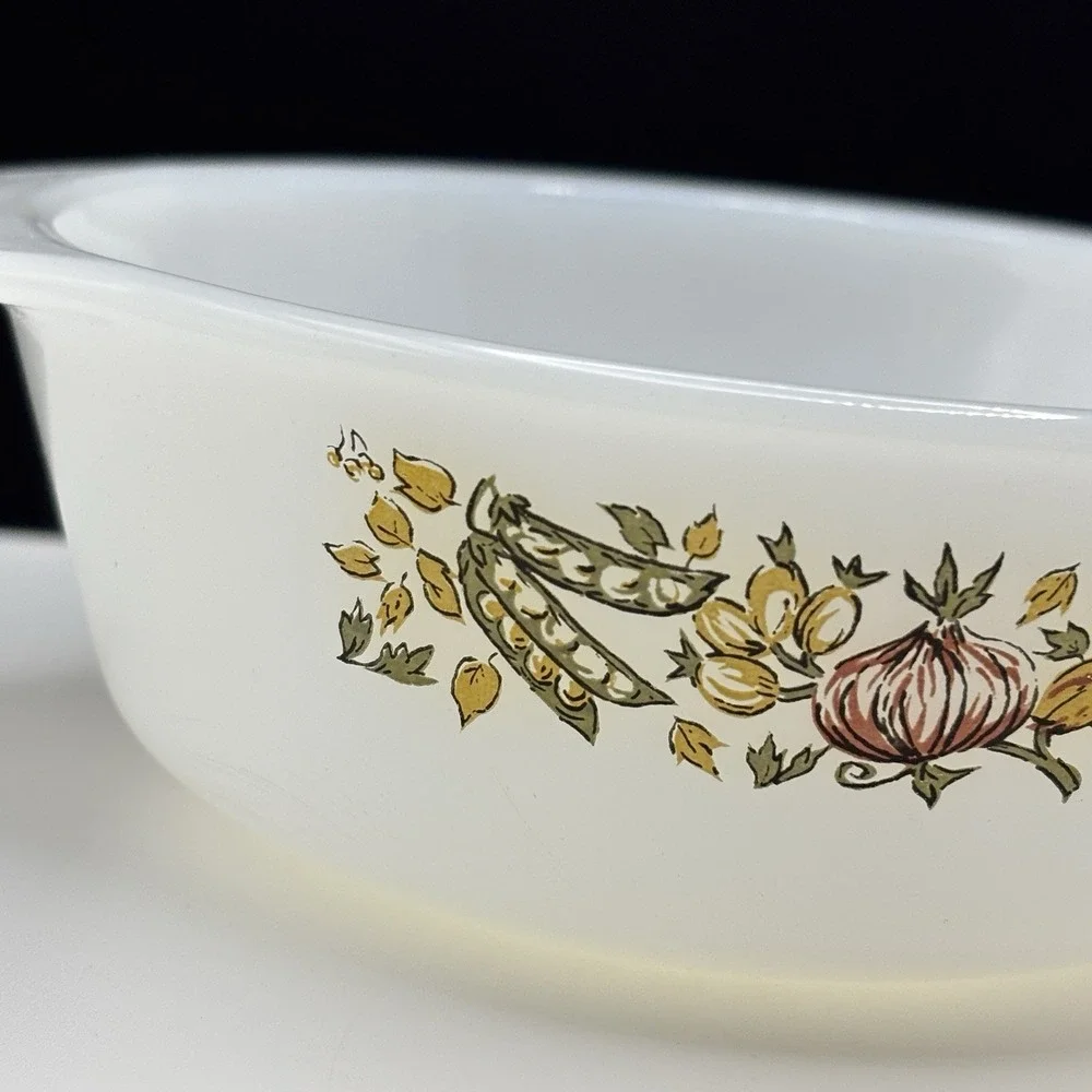 Anchor Hocking Fire King Onion Peas Veggie Mushroom Mini Casserole Dish Bowl